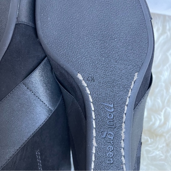 Paul Green Black Suede Elastic Wedge Heels Daniella - Picture 6 of 11